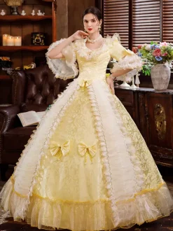 Robe De Soirée Médiéval Opéra Victorienne Robe Rococo Blanc Robe Victorienne Rétro Dentelle Boule Déguisement Halloween