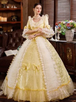Robe De Soirée Médiéval Opéra Victorienne Robe Rococo Blanc  Robe Victorienne Rétro Dentelle Boule Déguisement Halloween