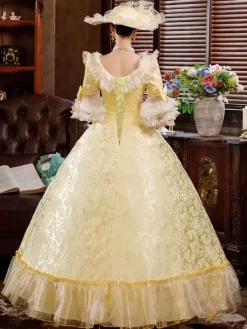 Robe De Soirée Médiéval Opéra Victorienne Robe Rococo Blanc  Robe Victorienne Rétro Dentelle Boule Déguisement Halloween
