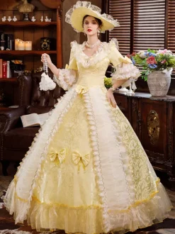 Robe De Soirée Médiéval Opéra Victorienne Robe Rococo Blanc  Robe Victorienne Rétro Dentelle Boule Déguisement Halloween