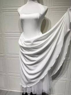 Robe de soirée mi-longue rose pâle à dos nu et coupe trapèze pour femme 2026