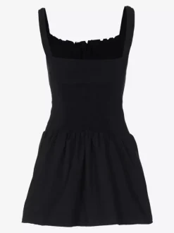 Robe de soirée mini blanche à bretelles col lacé sans manches plissée style décontracté semi-formel