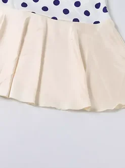 Robe de soirée mini sans manches à pois bretelles décolleté sexy robe bleue