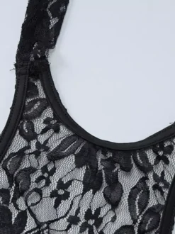 Robe de soirée noire à imprimé floral sans manches dos nu transparente