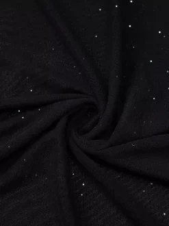 Robe de soirée noire à paillettes en résille avec ras-de-cou et fente robe longue transparente pour boîte de nuit