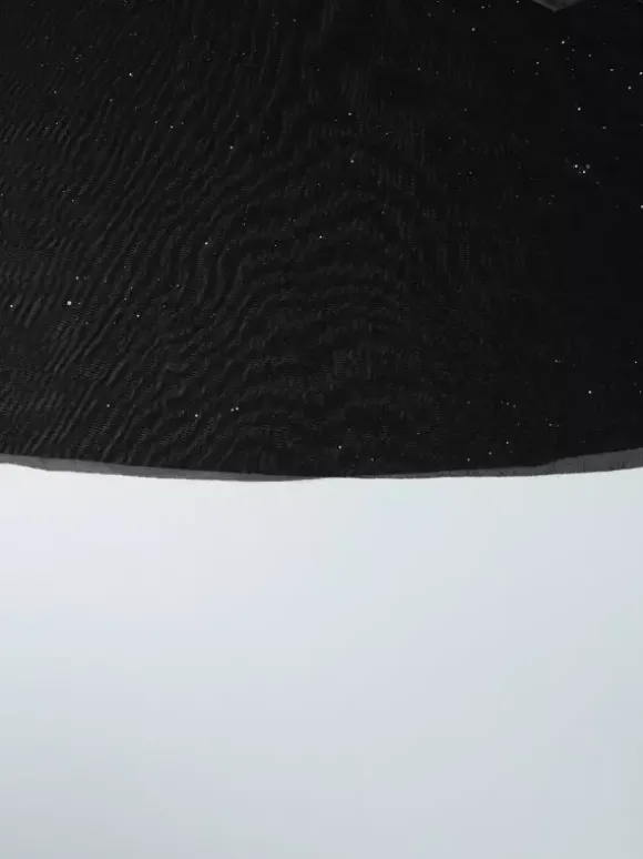 Robe de soirée noire à paillettes en résille avec ras-de-cou et fente robe longue transparente pour boîte de nuit