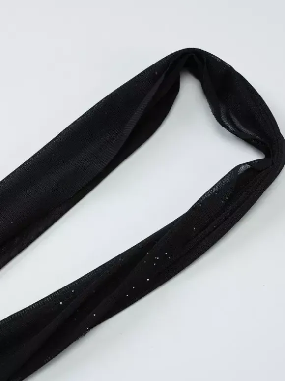 Robe de soirée noire à paillettes en résille avec ras-de-cou et fente robe longue transparente pour boîte de nuit