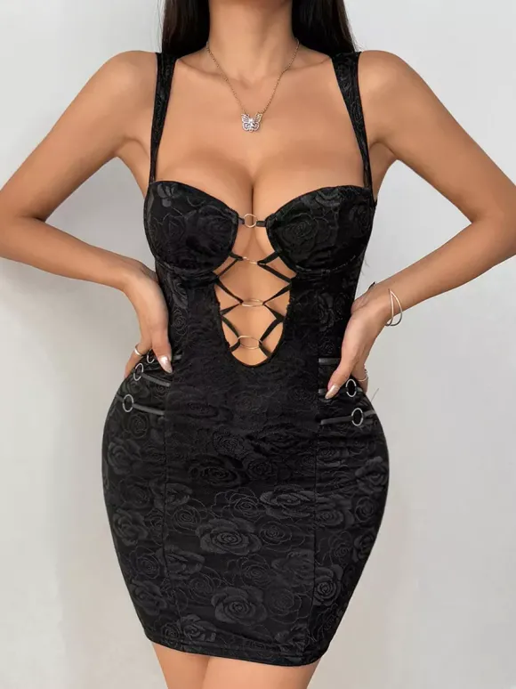 Robe de soirée noire à pois sans manches bretelles décolleté sans bonnets robe d'été