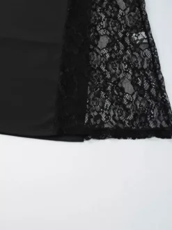 Robe de soirée noire sirène maxi à empiècements latéraux en dentelle transparente robe de soirée élégante