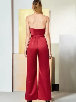 Robe de soirée plissée en tissu satiné  combinaison à col en c艙ur  longueur au sol  robes de soirée formelles plissées