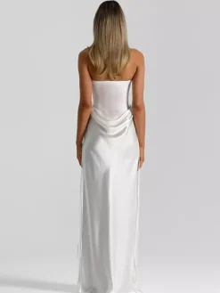 Robe de soirée pour femme bustier chic sans manches dos nu noire sexy