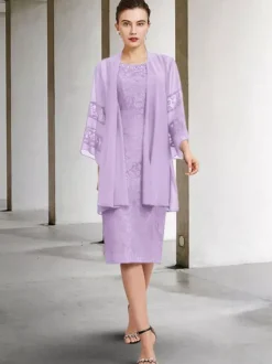 Robe de soirée pour la mère de la mariée col bijou sans manches A-ligne dentelle robes d'invité de mariage personnalisation gratuite