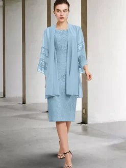 Robe de soirée pour la mère de la mariée col bijou sans manches A-ligne dentelle robes d'invité de mariage personnalisation gratuite