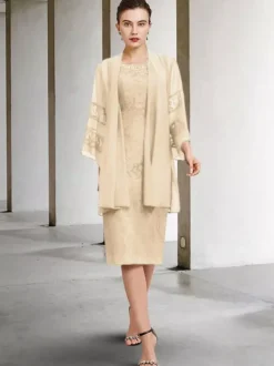 Robe de soirée pour la mère de la mariée col bijou sans manches A-ligne dentelle robes d'invité de mariage personnalisation gratuite