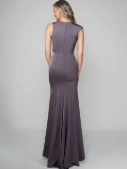 Robe de soirée pour la mère de la mariée col en V manches courtes robe de bal robes d'invitées pour mariage