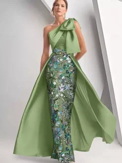 Robe de soirée pour la mère de la mariée décolleté travaillé sans manches coupe trapèze sequins longueur au sol robe d'invitée de mariage