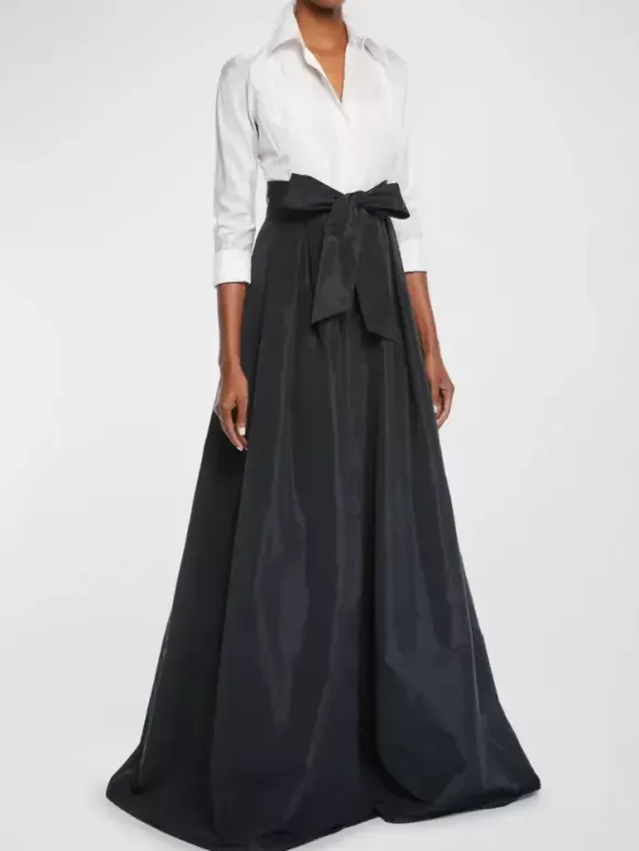Robe de soirée pour la mère de la mariée décolleté conçu manches 3/4 ligne A n艙uds robes d'invitées pour mariage