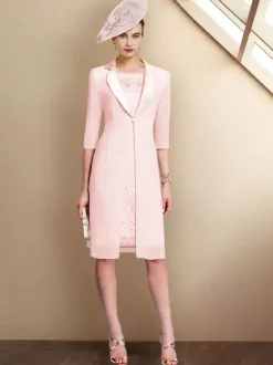 Robe de soirée pour la mère de la mariée bijou cou demi manches gaine dentelle robes d'invité de mariage personnalisation gratuite