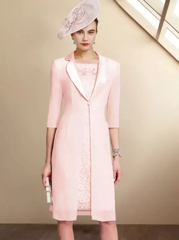 Robe de soirée pour la mère de la mariée bijou cou demi manches gaine dentelle robes d'invité de mariage personnalisation gratuite