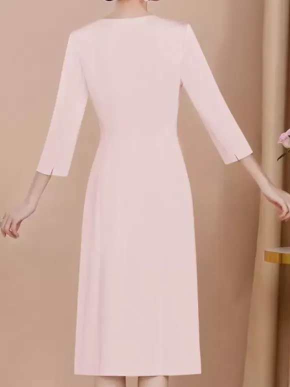 Robe de soirée pour la mère de la mariée bijou cou demi manches gaine dentelle robes d'invité de mariage personnalisation gratuite