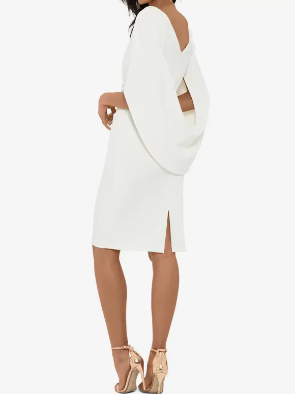 Robe de soirée pour mère de la mariée col en v sans manches ligne a plissée longueur aux genoux robes d'invitées de mariage
