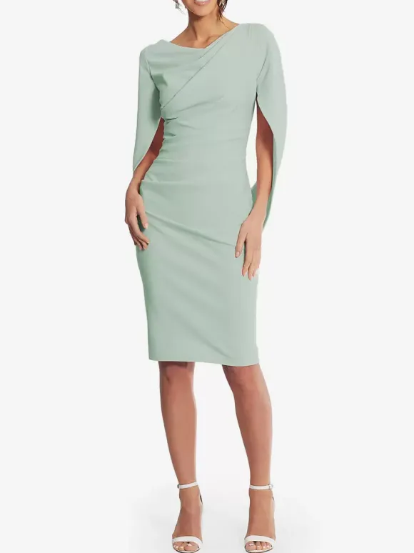 Robe de soirée pour mère de la mariée col en v sans manches ligne a plissée longueur aux genoux robes d'invitées de mariage