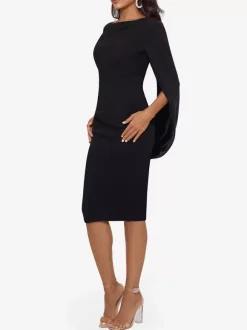 Robe de soirée pour mère de la mariée col en v sans manches ligne a plissée longueur aux genoux robes d'invitées de mariage