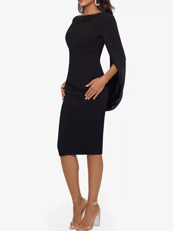 Robe de soirée pour mère de la mariée col en v sans manches ligne a plissée longueur aux genoux robes d'invitées de mariage