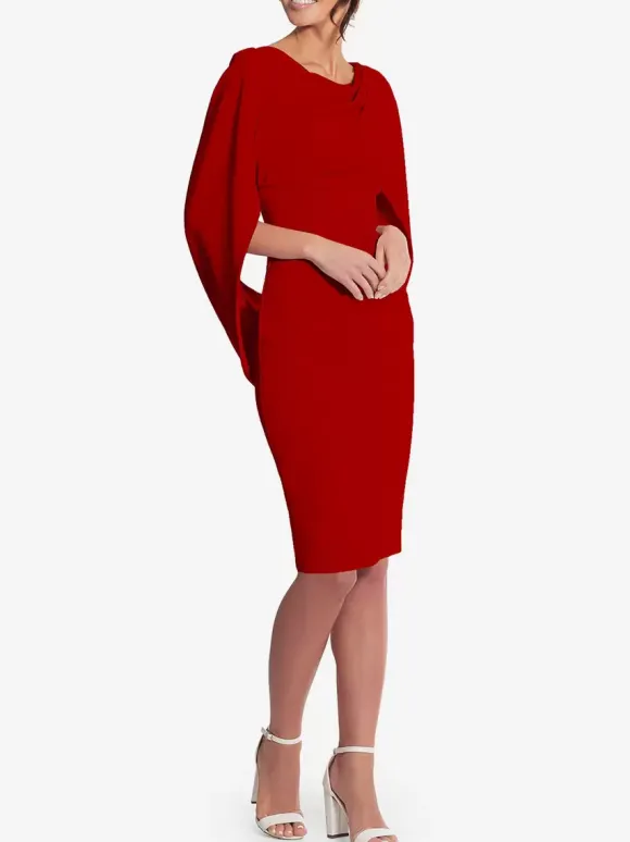 Robe de soirée pour mère de la mariée col en v sans manches ligne a plissée longueur aux genoux robes d'invitées de mariage