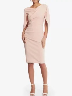 Robe de soirée pour mère de la mariée col en v sans manches ligne a plissée longueur aux genoux robes d'invitées de mariage