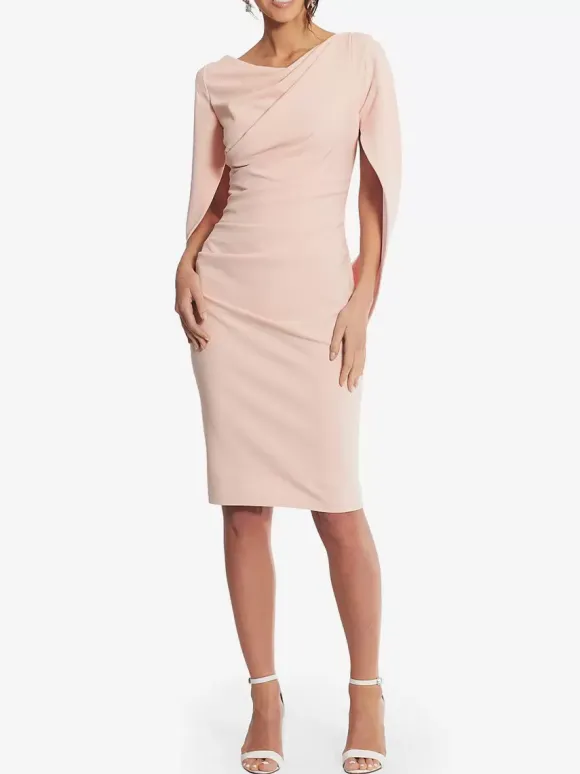 Robe de soirée pour mère de la mariée col en v sans manches ligne a plissée longueur aux genoux robes d'invitées de mariage