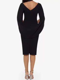 Robe de soirée pour mère de la mariée col en v sans manches ligne a plissée longueur aux genoux robes d'invitées de mariage
