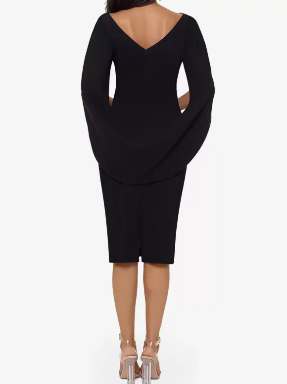Robe de soirée pour mère de la mariée col en v sans manches ligne a plissée longueur aux genoux robes d'invitées de mariage