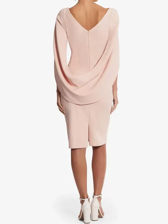 Robe de soirée pour mère de la mariée col en v sans manches ligne a plissée longueur aux genoux robes d'invitées de mariage