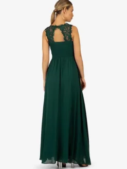 Robe de soirée pour mère de la mariée col en v sans manches ligne a en dentelle longueur cheville robes d'invitées pour mariage
