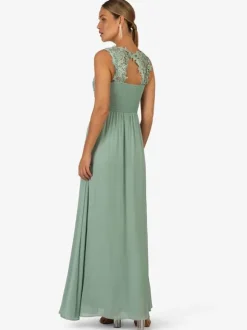 Robe de soirée pour mère de la mariée col en v sans manches ligne a en dentelle longueur cheville robes d'invitées pour mariage