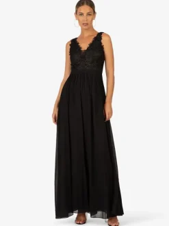 Robe de soirée pour mère de la mariée col en v sans manches ligne a en dentelle longueur cheville robes d'invitées pour mariage