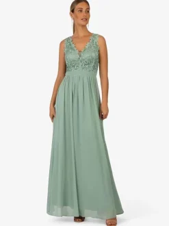 Robe de soirée pour mère de la mariée col en v sans manches ligne a en dentelle longueur cheville robes d'invitées pour mariage