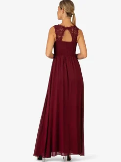 Robe de soirée pour mère de la mariée col en v sans manches ligne a en dentelle longueur cheville robes d'invitées pour mariage