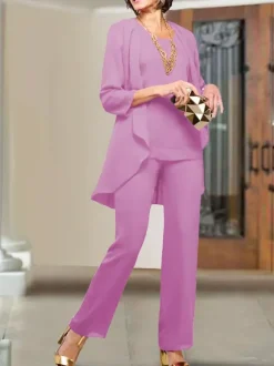 Robe de soirée pour mère de la mariée col bijou manches 3/4 gaine à plusieurs niveaux longueur au sol robes d'invitées de mariage