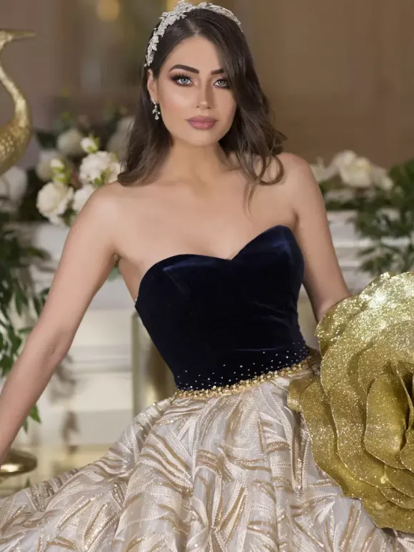 Robe de soirée princesse silhouette bustier avec traîne sans manches fermeture éclair paillettes tulle robes de soirée sociales