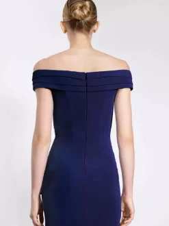 Robe de soirée robe cocktail mariage hors des épaules jupe fendu à petite traîne