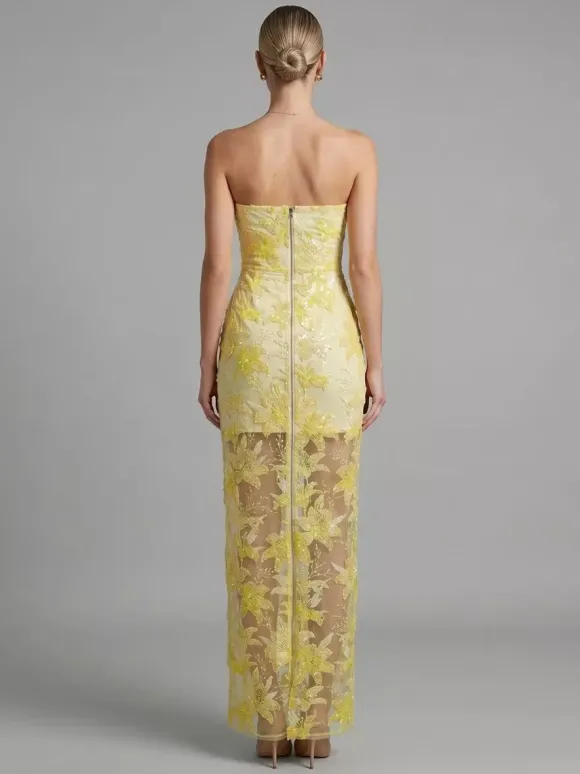 Robe de soirée robe de bal bustier en dentelle robe longue à sequins robe de dîner formelle