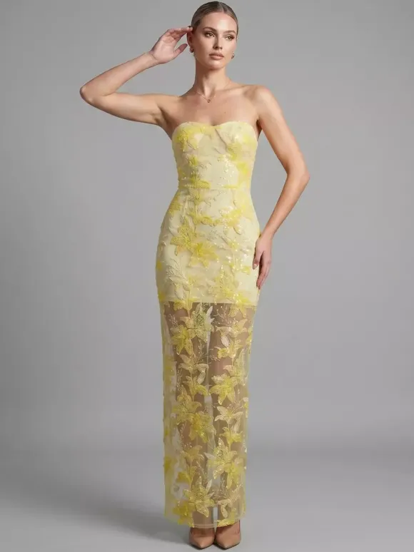 Robe de soirée robe de bal bustier en dentelle robe longue à sequins robe de dîner formelle