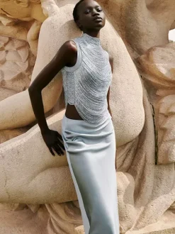 Robe de soirée robe de bal décolleté travaillé en polyester longue jusqu'au sol franges robe de cérémonie