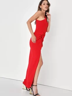 Robe de soirée sirène asymétrique en crêpe extensible longueur cheville fendue sur le devant robes de soirée sociale