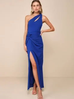 Robe de soirée sirène asymétrique en crêpe extensible longueur cheville fendue sur le devant robes de soirée sociale
