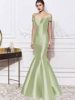 Robe de soirée sirène col en V longueur au sol n艙uds robes de dîner formelles élégantes