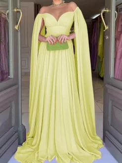Robe de soirée trapèze col en c艙ur en mousseline de soie avec traîne plissée robes de soirée sociales