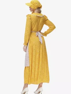 Robe de style pastorale à fleurs jaunes Prairie Pioneer Clothing